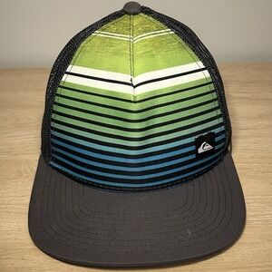 Quiksilver Striped Vee Foam Adjustable Trucker Hat Coastal Surfwear Summer Style